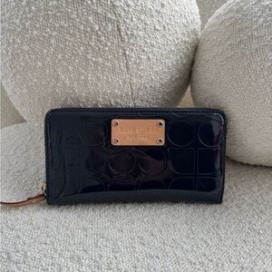 Kate Spade Navy Blue Wallet with Gold Zipper